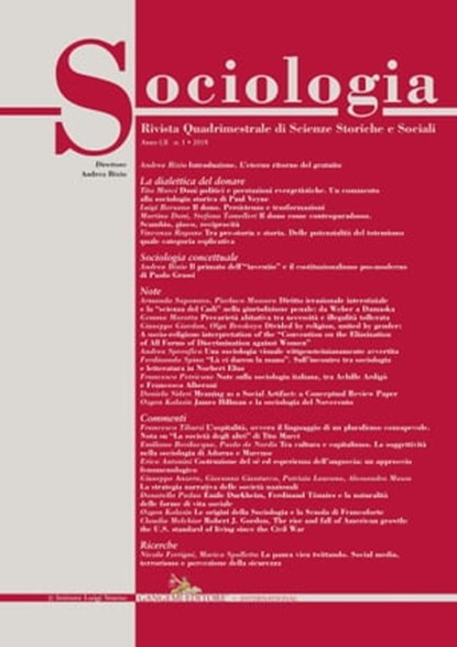Sociologia n.1/2018, Erica Antonini ; Giuseppe Anzera ; Luigi Berzano ; Emiliano Bevilacqua ; Andrea Bixio ; Olga Breskaya ; Paolo de Nardis ; Martino Doni ; Nicola Ferrigni ; Giovanna Gianturco ; Giuseppe Giordan ; Ozgen Kolasin ; Patrizia Laurano ; Tito Marci ; Gemma Marott - Ebook - 9788849242249
