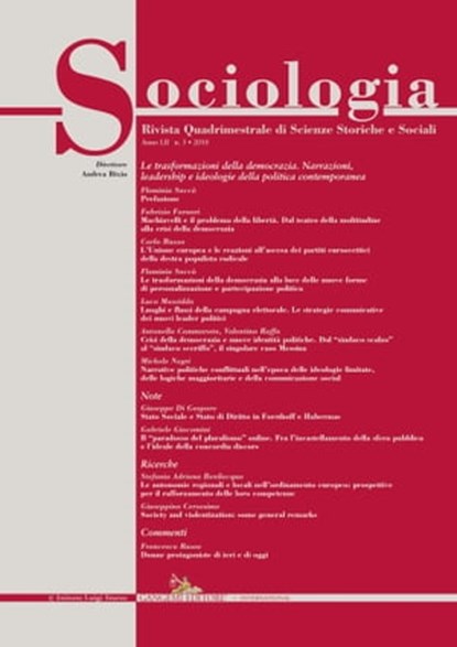 Sociologia n.3/2018, Stefania Adriana Bevilacqua ; Antonella Cammarota ; Giuseppina Cersosimo ; Giuseppe Di Gaspare ; Fabrizio Fornari ; Gabriele Giacomini ; Luca Massidda ; Michele Negri ; Valentina Raffa ; Francesca Russo ; Carlo Ruzza ; Flaminia Saccà - Ebook - 9788849243291