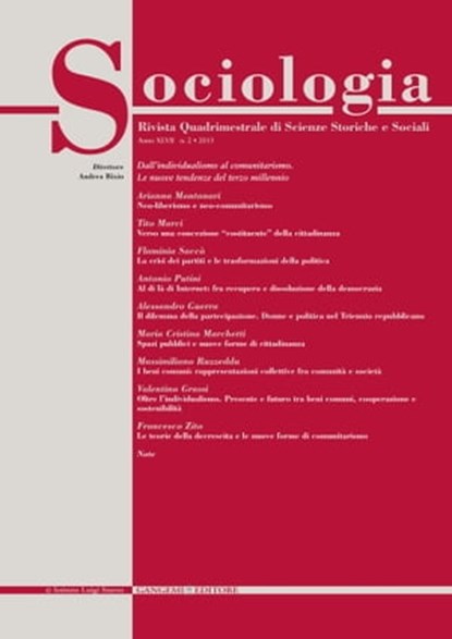 Sociologia n. 2/2013, Arianna Montanari ; Tito Marci ; Flaminia Saccà ; Antonio Putini ; Alessandro Guerra ; Maria Cristina Marchetti ; Massimiliano Ruzzeddu ; Valentina Grassi ; Francesco Zito ; Gemma Marotta - Ebook - 9788849297867