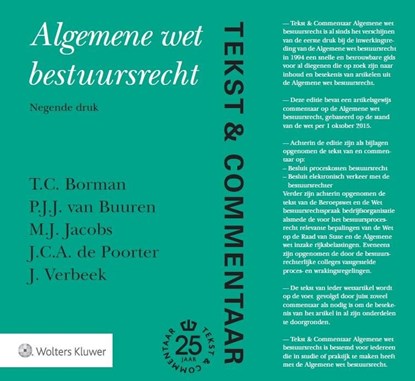 Algemene wet bestuursrecht, T.C. Borman ; P.J.J. van Buuren ; M.J. Jacobs ; J.C.A. de Poorter ; Joost Verbeek - Ebook - 9789013130041