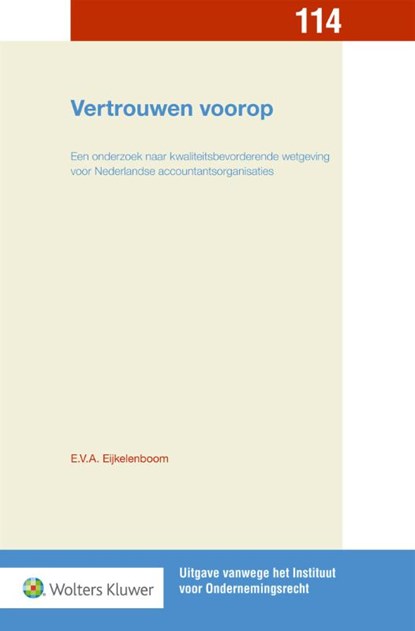 Vertrouwen voorop, E.V.A. Eijkelenboom - Paperback - 9789013154115