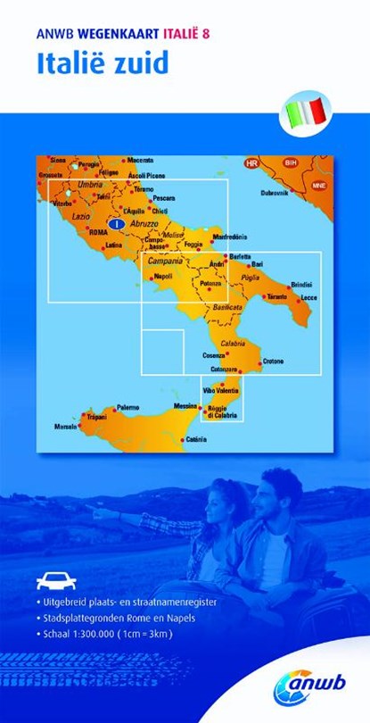 Wegenkaart Italië 8. Italië zuid, ANWB - Losbladig - 9789018042769