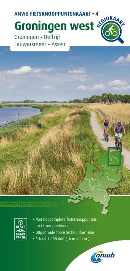 Fietsknooppuntenkaart Groningen west 1:100.000, ANWB - Gebonden - 9789018046774