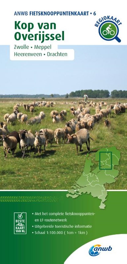 Fietsknooppuntenkaart Kop Overijssel 1:100.000, ANWB - Gebonden - 9789018046798