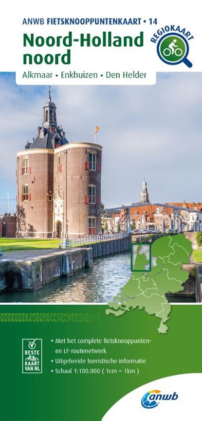 Fietsknooppuntenkaart Noord-Holland noord 1:100.000, ANWB - Gebonden - 9789018046873
