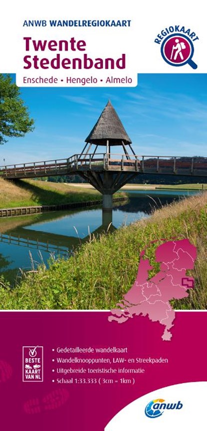 Wandelregiokaart Twente Stedenband / Enschede, Hengelo, Almelo, ANWB - Gebonden - 9789018053048