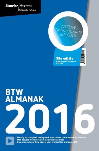 Elsevier BTW Almanak 2016, niet bekend - Paperback - 9789035252721