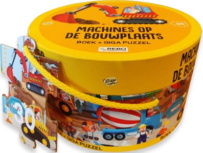 Machines op de bouwplaats - boek + giga puzzel,  - Overig - 9789036640510