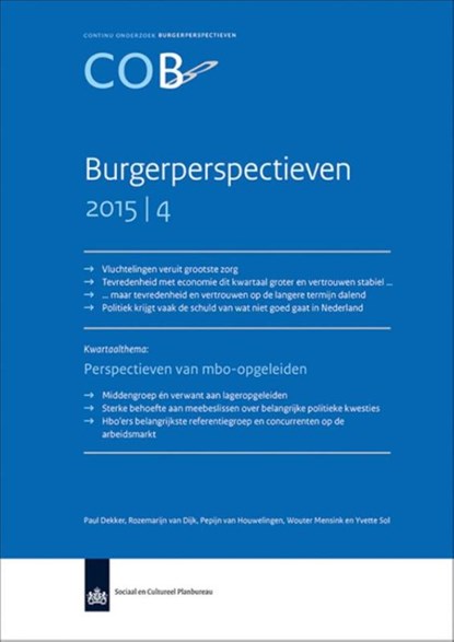 Burgerperspectieven 2015/4, Paul Dekker ; Rozemarijn van Dijk ; Pepijn van Houwelingen ; Wouter Mensink - Paperback - 9789037707724