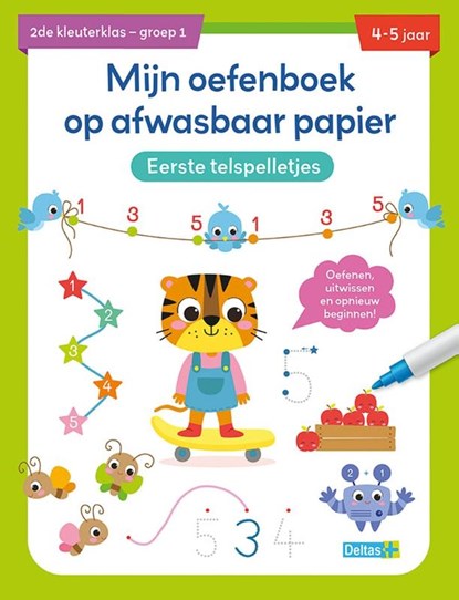 Mijn oefenboek op afwasbaar papier Eerste telspelletjes 4-5 jaar, niet bekend - Paperback - 9789044763287