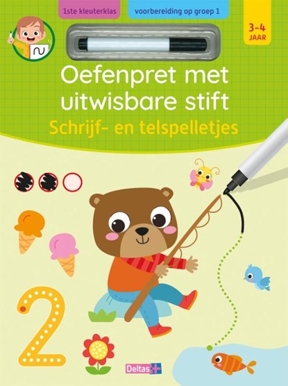 Oefenpret met uitwisbare stift - Schrijf- en telspelletjes (3-4 j.), ZNU - Gebonden - 9789044769883