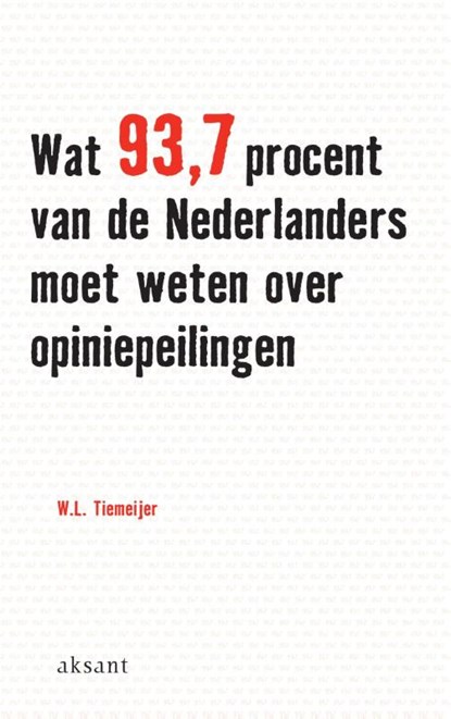 Wat 93.7 procent van de Nederlanders moet weten over opiniepeilingen, W.L. Tiemeijer - Paperback - 9789052602806
