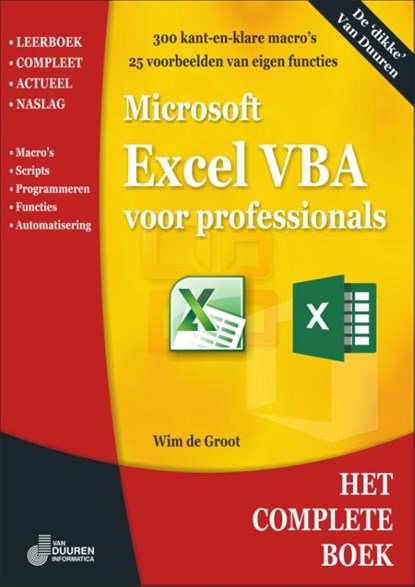 Excel VBA voor professionals, Wim de Groot - Paperback - 9789059408074