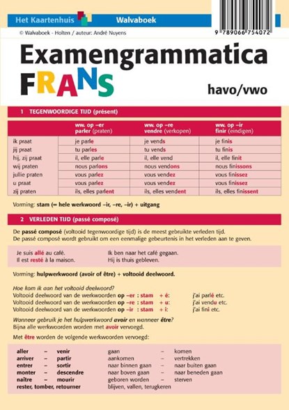Examengrammatica Frans havo/vwo B1-B2, André Nuyens - Losbladig - 9789066754072