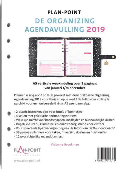 De Organizing Agendavulling 2019 A5, Vivianne Broekman - Overig - 9789078942344