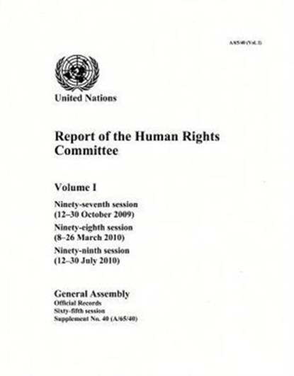 Report of the Human Rights Committee, United Nations: General Assembly - Paperback - 9789218300751