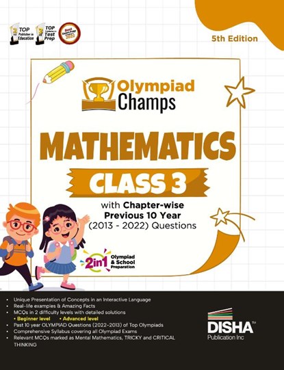 Olympiad Champs Mathematics Class 3 with Chapter-wise Previous 10 Year (2013 - 2022) Questions 5th Edition | Complete Prep Guide with Theory, PYQs, Past & Practice Exercise |, Disha Experts - Paperback - 9789355644008