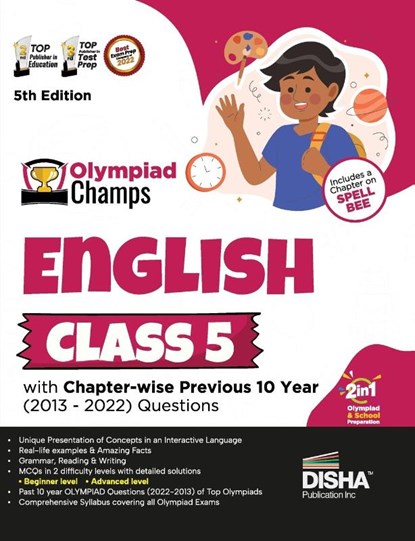 Olympiad Champs English Class 5 with Chapter-wise Previous 10 Year (2013 - 2022) Questions 5th Edition | Complete Prep Guide with Theory, PYQs, Past & Practice Exercise |, Disha Experts - Paperback - 9789355644206
