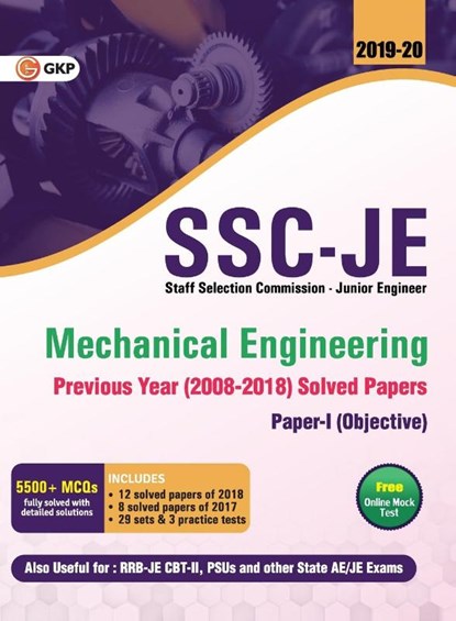 SSC JE Mechanical Engineering for Junior Engineers Previous Year Solved Papers (2008-18), 2018-19 for Paper I, Gkp - Paperback - 9789389161762