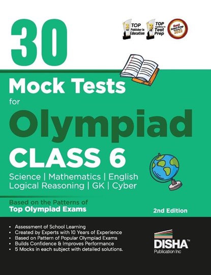 30 Mock Test Series for Olympiads Class 6 Science, Mathematics, English, Logical Reasoning, GK/ Social & Cyber 2nd Edition, Disha Experts - Paperback - 9789395985307