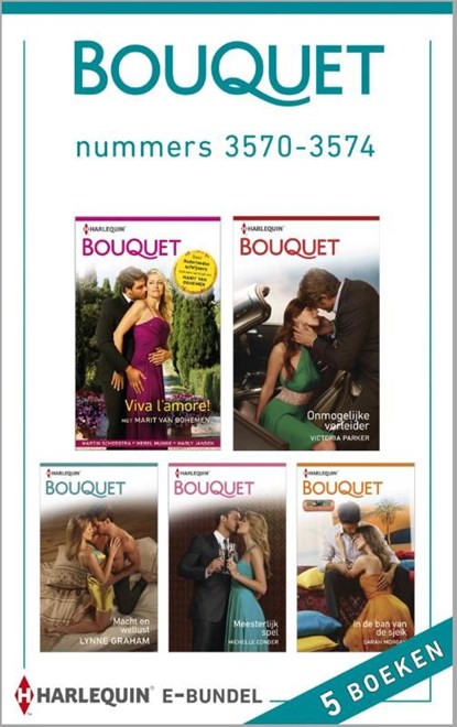 Bouquet e-bundel nummers 3570-3574 (5-in-1), Marit van Bohemen ; Martin Schertstra ; Merel Munne ; Marly Jansen ; Victoria Papelard ; Lynne Graham ; Michelle Conder ; Sarah Morgan - Ebook - 9789402506129