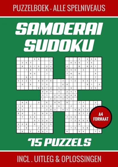Samoerai Sudoku - Puzzelboek met 75 Puzzels - Alle Spelniveaus, Kerstcadeau Boekenshop - Paperback - 9789403718729