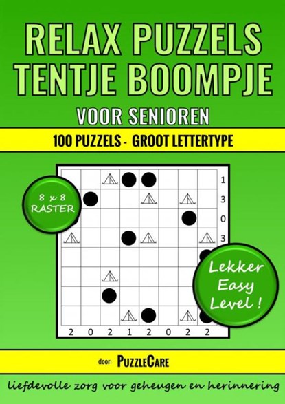Tentje Boompje Relax Puzzels voor Senioren 8x8 Raster - 100 Puzzels Groot Lettertype - Lekker Easy Level!, Puzzle Care - Paperback - 9789403720227