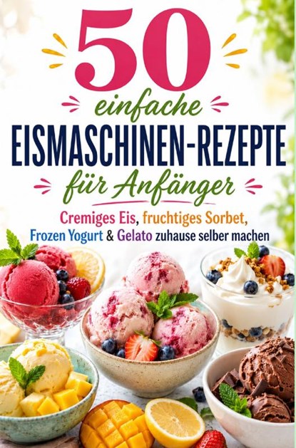 50 einfache Eismaschinen-Rezepte für Anfänger Cremiges Eis, fruchtiges Sorbet, Frozen Yogurt & Gelato zuhause selber machen, Lilly Eisfeld - Paperback - 9789403902074