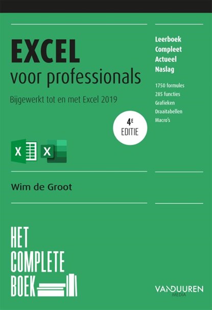 Het complete boek Excel voor professionals, 4e editie, Wim de Groot - Paperback - 9789463561174
