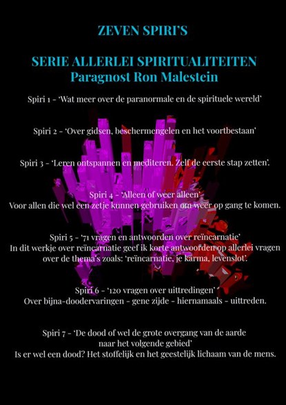 7 Spiri's, Paragnost Ron Malestein Den Haag - Paperback - 9789464355000