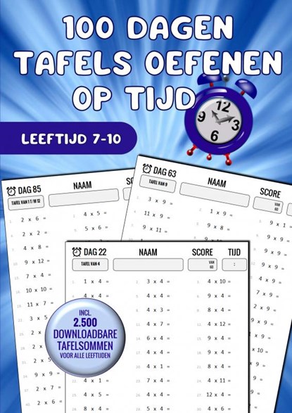 Tafels Oefenen: 100 Dagen Tafels Oefenen op Tijd, Boeken & Meer - Paperback - 9789464652932