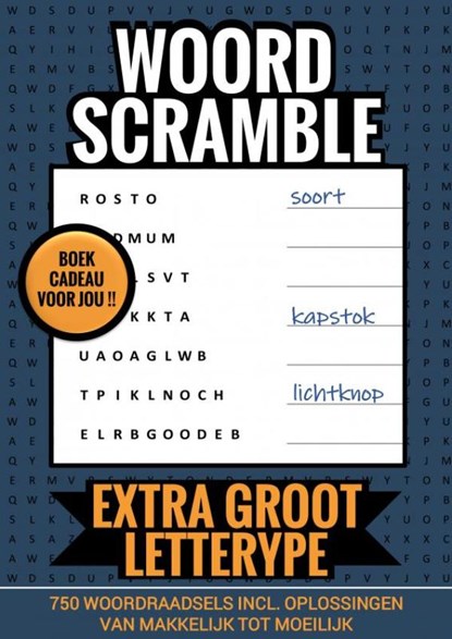 Boekcadeau voor Jou! - Woord Scramble - Extra Groot Lettertype, Boek Cadeau - Paperback - 9789464659375