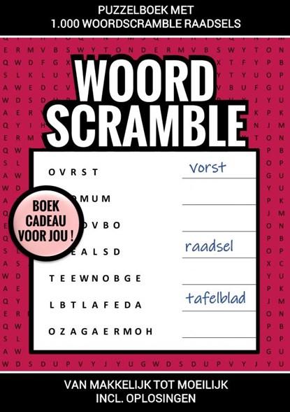 Boek Cadeau voor Jou! - Puzzelboek met 1.000 Woord Scramble Raadsels, Originele Cadeaus - Paperback - 9789464800401