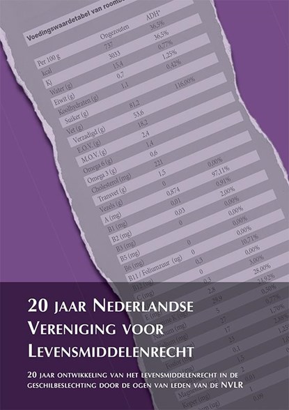 20 jaar Nederlandse Vereniging voor Levensmiddelenrecht, Bernd van der Meulen - Paperback - 9789493333031