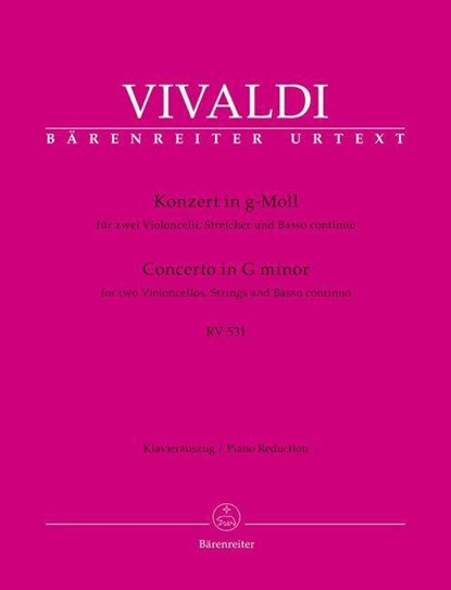 Konzert für zwei Violoncelli, Streicher und Basso continuo g-Moll RV 531, Antonio Vivaldi - Gebonden - 9790006569755
