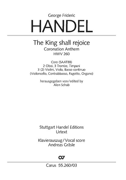 The King shall rejoice. Coronation Anthem III (Klavierauszug), Georg Friedrich Händel - Paperback - 9790007252069