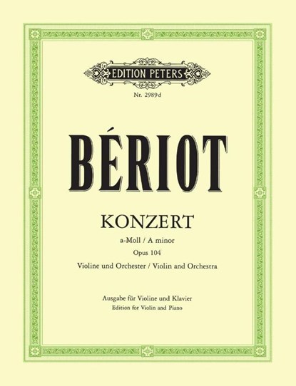 Konzert für Violine und Orchester Nr. 9 a-Moll op. 104, Charles-Auguste de Bériot - Gebonden - 9790014013318