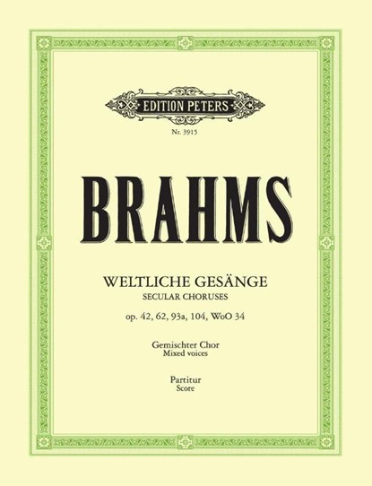 Weltliche a-cappella Gesänge, Johannes Brahms - Paperback - 9790014019648
