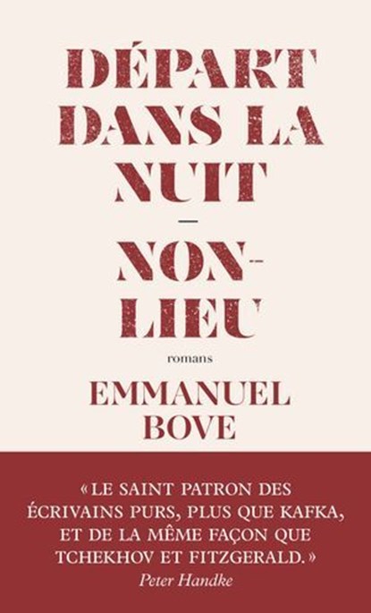 Départ dans la nuit - suivi de Non-lieu, Emmanuel Bove - Ebook - 9791039206600