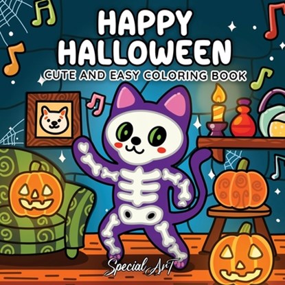 Happy Halloween: Coloring Book for Adults and Teens Featuring Cute and Spooky Creatures in Cozy Hygge Moments for Relaxation, Special Art - Paperback - 9791255534815