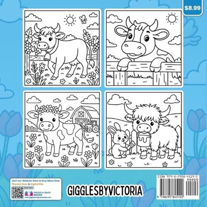 Moo Time Bold and Easy Coloring Book, Giggles & Grace Books - Paperback - 9798295845192