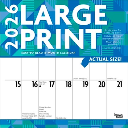 Large Print 2026 Square Flap Matte Calendar, Browntrout - Paperback - 9798330704330