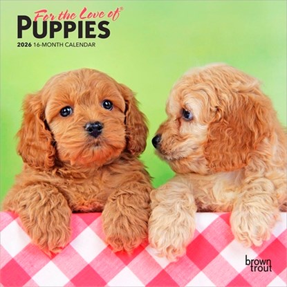For the Love of Puppies 2026 7 X 14 Inch (Hanging) Monthly Mini Wall Calendar, Browntrout - Gebonden - 9798330705252