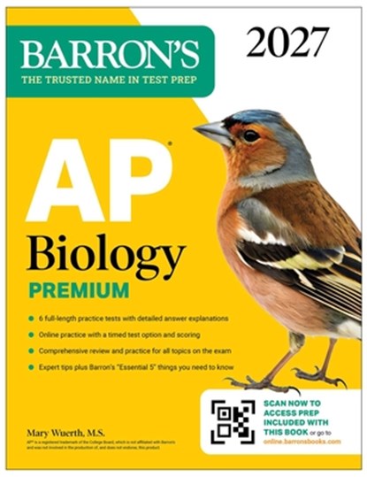 AP Biology Premium, 2027: Prep Book with 6 Practice Tests + Comprehensive Review + Online Practice (Barron's AP Prep), Mary Wuerth - Paperback - 9798349700736