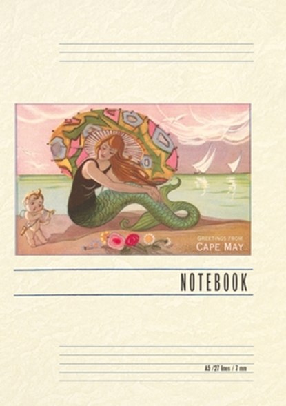 Vintage Lined Notebook Greetings from Cape May, Mermaid with Cherub, Found Image Press - Paperback - 9798385433544