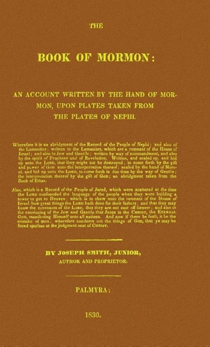 Book of Mormon 1830 Replica, Joseph Smith - Gebonden - 9798868942563