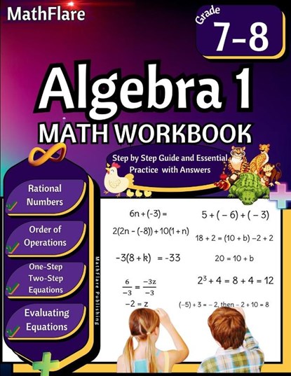Algebra 1 Workbook 7th and 8th Grade, Mathflare Publishing - Paperback - 9798869375131