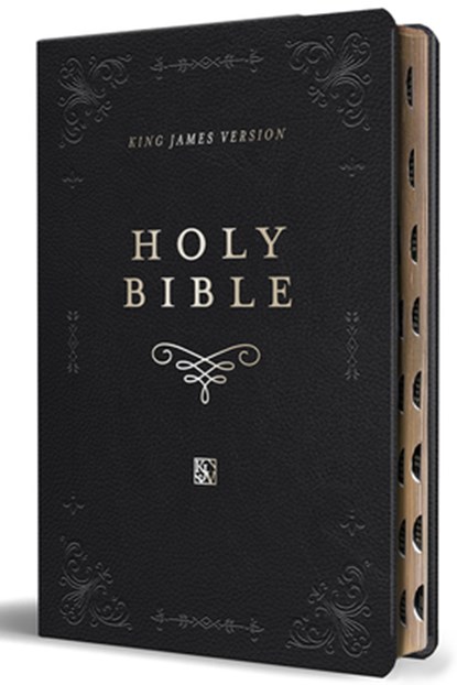 KJV Holy Bible, Giant Print Thinline Large Format, Black Premium Imitation Leather with Ribbon Marker, Red Letter, and Thumb Index, Origin - Paperback - 9798890980557