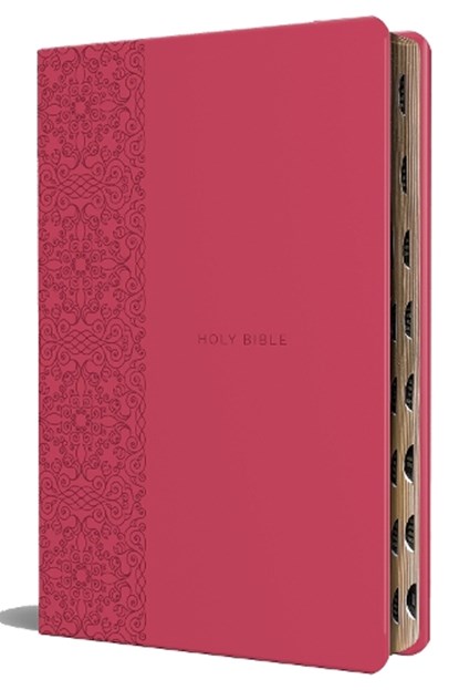 KJV Holy Bible, Large Print Medium Format, Fuchsia Faux Leather W/Ribbon Marker, Red Letter, Thumb Index, Origin - Paperback - 9798890981851