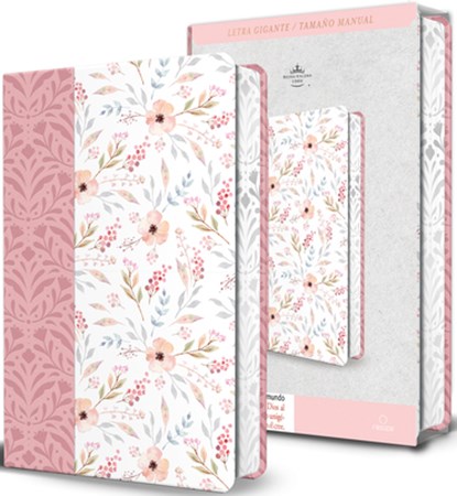 Biblia Rvr 1960 Letra Gigante, Símil Piel Rosada Con Flores (Edición Cantos Pintados / Spanish Bible Rvr 1960 Giant Print Handy Size Leathersoft Pink, Reina Valera Revisada 1960 - Paperback - 9798890982223